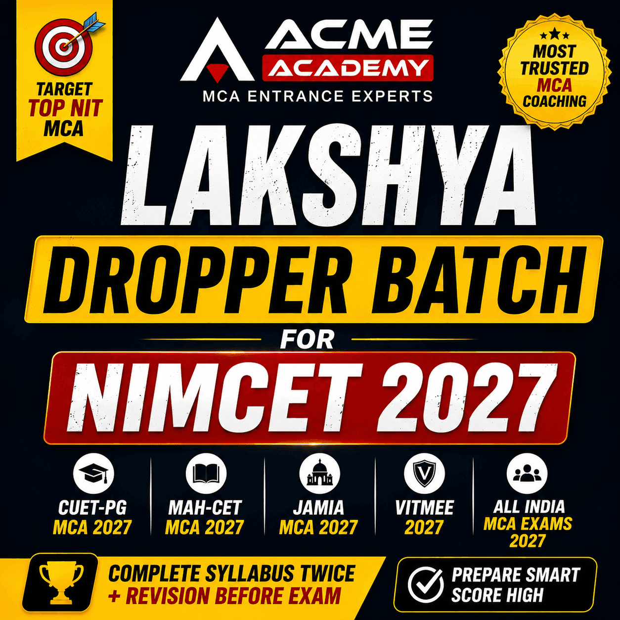 Online MCA entrance course: NIMCET 2027 LAKSHYA DROPPER BATCH | NIMCET-2027 & CUET-2027  – ACME Academy