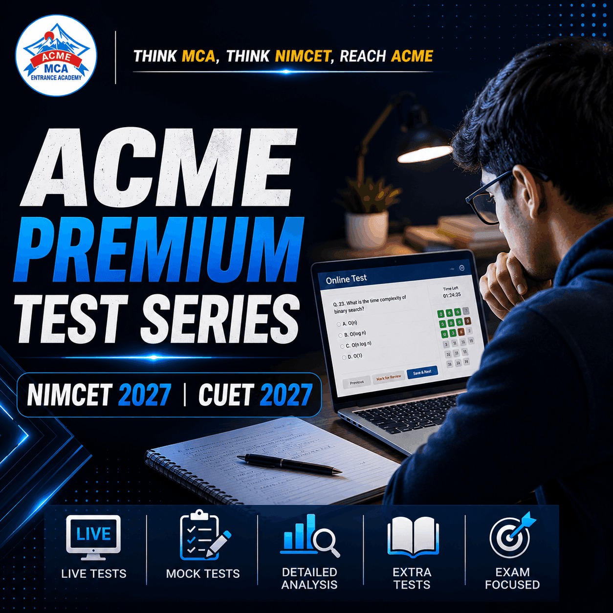 Online MCA entrance course: ACME Premium Test Series  (Session-2027) NIMCET | CUET | MAH-CET 2027 – ACME Academy