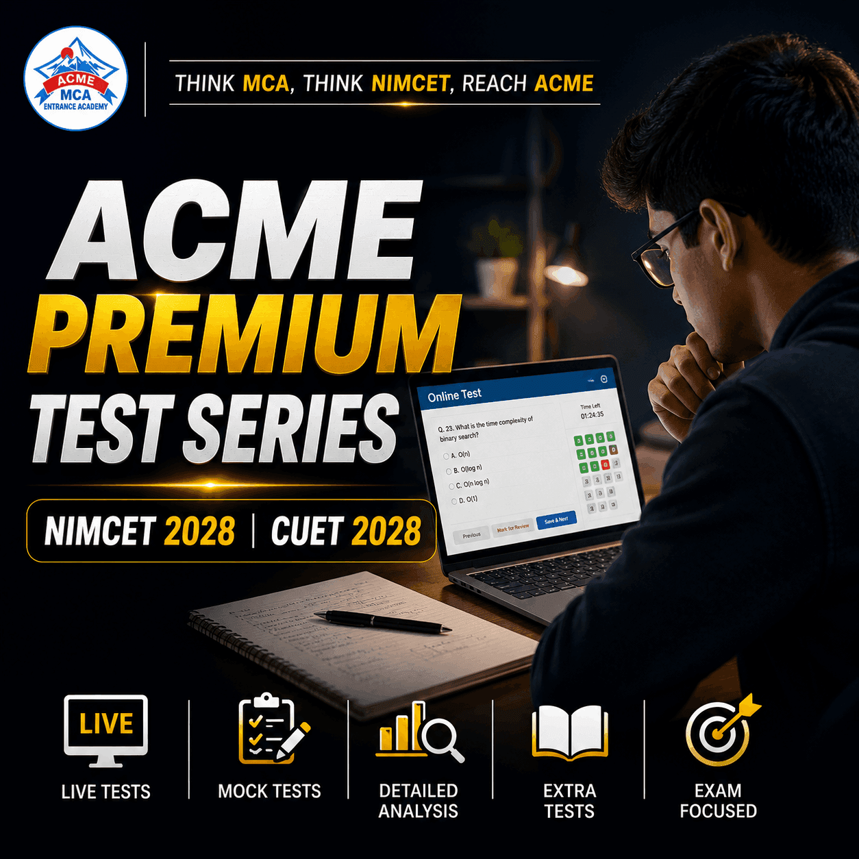 Online MCA entrance course: ACME Premium Test Series (Session-2028) NIMCET | CUET | MAH-CET 2028 – ACME Academy